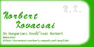 norbert kovacsai business card